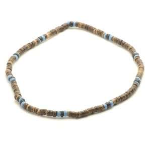  Thin brown blue wood bead tribal surf hippie necklace by 