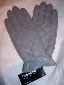 Ladies Quilted Leather Gloves Thinsulate  