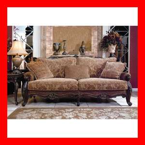   Floral Solid Wood Fabric Sofa Loveseat 2 Pc Living Room Set  