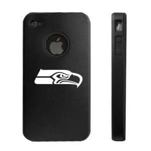  Apple iPhone 4 4S 4G Black Aluminum & Silicone Case Seahawks 