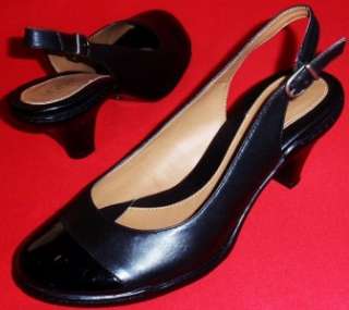 NEW Womens Black Leather Heels Pumps Dress Shoe sz 7.5  