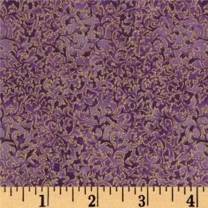   Scroll and Leaf Purple/Gold Fabric By The Yard Arts, Crafts & Sewing