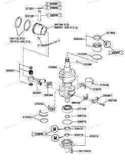 Diagram of Evinrude Parts 1989 E40ELCEC 1989 CRANKSHAFT & PISTON 
