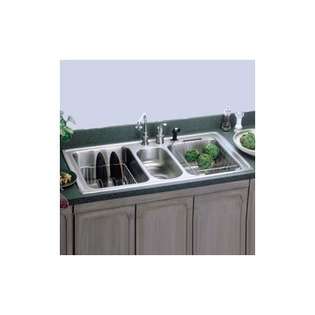   22x43 Self Rimming 3 Hole Triple Bowl Kitchen Sink with Faucet