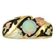   Hills Gold Tricolor 10K Gold Ladies Antiqued Opal Ring 