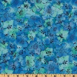  44 Wide Kashmir Floral Mint/Blue Fabric By The Yard 