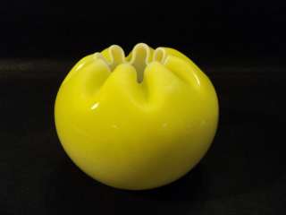 NICE EARLY YELLOW SATIN GLASS ROSE BOWL c.1900, LOOK  