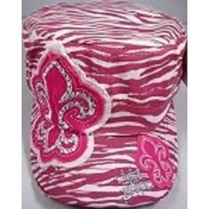  Pink Zebra Pattern Cadet Cap with Fluer De Lis Everything 