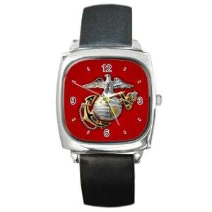 US Marine Corps USMC Square Metal Wrist Watch Unisex  