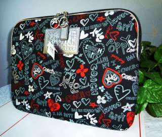 coach poppy graffiti laptop case sleeve bag style no 60788 100 % 