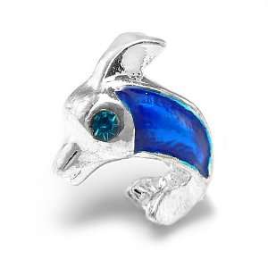 Blue Crystal Eyed Dolphin Charm by Olympia Beads & Charms   Compatible 