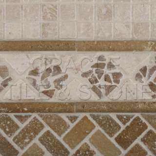 Ivory Travertine 1 X 1 Tumbled Mosaic Tile on Mesh  