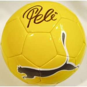    Pele Autographed Yellow Puma Soccer Ball
