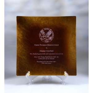    Glass Square Gold Leaf Plate/Plaque   Medium