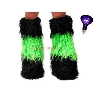 PLEASER Gogo Rave Yeti Black Neon Green Dual Color Gogo Boot Covers 