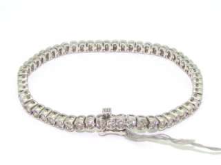 New 14kt White Gold 5ct Diamond Tennis Link Bracelet H SI  