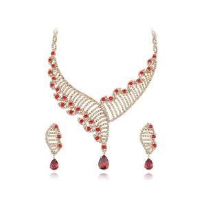   Helix Carrier Swarovski Crystal Element Earring Necklace Set Jewelry