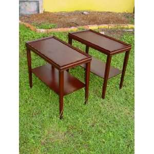  Pair of Cherry Two Tiered Side Tables Furniture & Decor