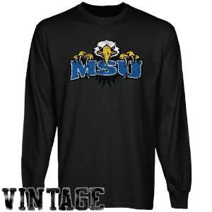NCAA Morehead State Eagles Black Distressed Logo Vintage Long Sleeve T 