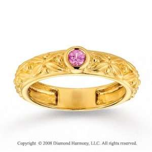    14k Yellow Gold Pink Sapphire Floral Stackable Ring Jewelry