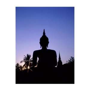   and temple during sunset, Sukhothai, Thailand Poster (18.00 x 24.00