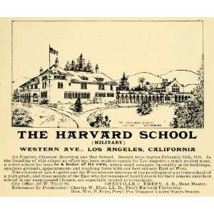 1901 Ad Harvard Military School Western Ave Los Angeles   Original 