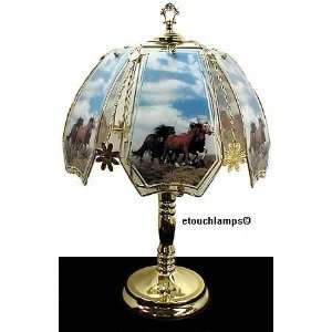   Horses on Range Touch Lamp with Polished Brass Base