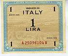1943 wwii italy 1 lira allied military currency note returns