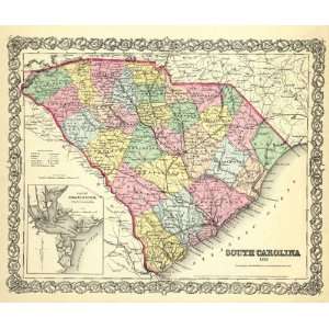   STATE OF SOUTH CAROLINA (SC) BY J.H. COLTON 1855 MAP