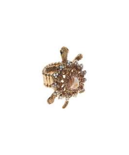 Gold (Gold) Flower Gem Turtle Ring  242386293  New Look
