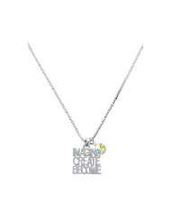 Imagine, Create, Become Charm Necklace with AB Swarovski Crystal Drop 