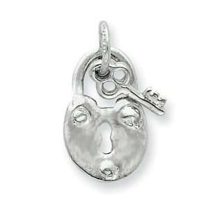  925 Sterling Silver Lock & Key Charm Pendant Jewelry
