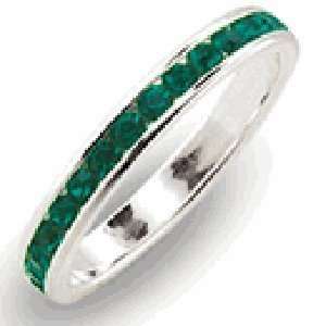  ET 15 Simulated Emerald Eternity Ring Rhodium Available in 