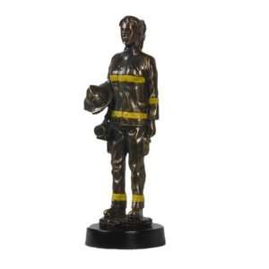  Female Firefighter Antique Brass Statue with Marble Base 