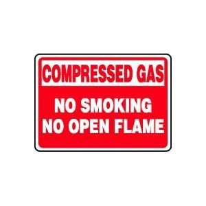  COMPRESSED GAS NO SMOKING NO OPEN FLAME 10 x 14 Dura Plastic Sign 