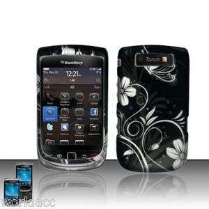Blackberry Torch 9800 9810 Hard Case Rubberized Black Cover White 