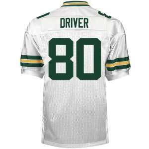 Green Bay Packers Jerseys 80# Driver White NFL Authentic Jersey Size 