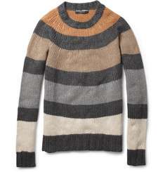 Dolce & Gabbana Striped Knitted Crew Neck Sweater