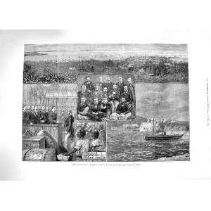  1881 PANAMA CANAL ARRIVAL ENGINEERS BOAT COLON FINE ART 