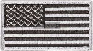 Black & Silver Military USA American Velcro Flag Patch  
