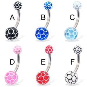  Soccer belly button ring, white   F Jewelry