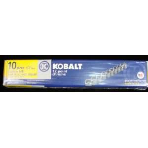 Kobalt 12 Point Chrome Sockets, 10 Piece 1/2 Drive, Shallow Sae 