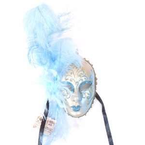   Blue Gold Feather Volto Piuma Venetian Masquerade Mask
