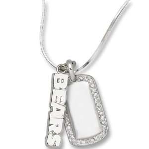  Chicago Bears NFL Dog Tag Pendant w Logo in Silver & CZ 
