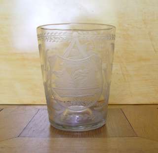 Large Dutch Beaker Glass Coat of Arms 18th C. 1786 Coin  