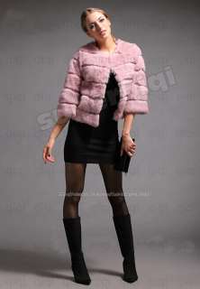 100% Real Genuine Rabbit Fur Coat Wearcoat Clothing Outwear Womens New 