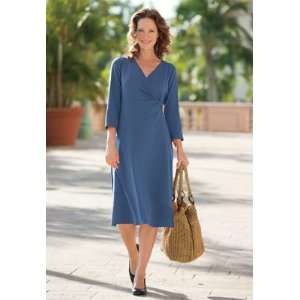   Sleeved Side Twist Indispensable Travel Dress Blue M 