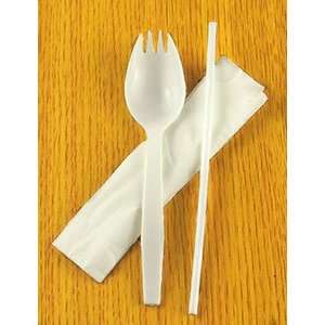  Plastic Spork, Straw and Napkin Kit 1000/CS Kitchen 