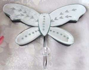 ETCHED MIRROR DRAGONFLY WALL HOOK HANGER SJ76  