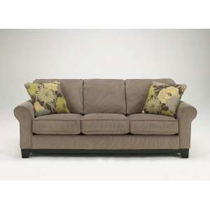   Riley Contemporary Slate Sofa with Floral Pillows Furniture & Decor